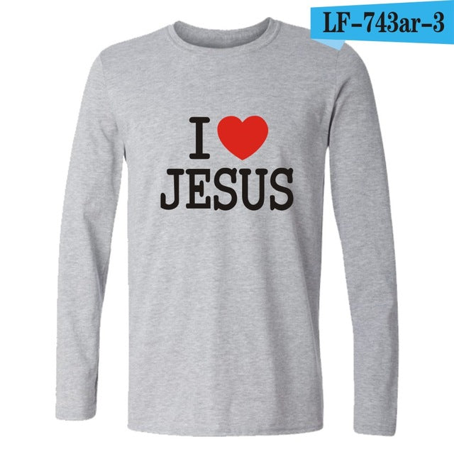 I Love Jesus Christian Long Sleeve T Shirt Men Funny Black Fashion Tshirt Men Brand Casual High Quality Tee Shirt Men Cotton 4XL