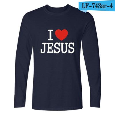 I Love Jesus Christian Long Sleeve T Shirt Men Funny Black Fashion Tshirt Men Brand Casual High Quality Tee Shirt Men Cotton 4XL