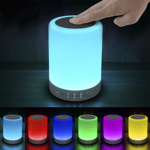 Elecstars Touch Bedside Lamp with Bluetooth Speaker Dimmable Color Night Light Outdoor Table Lamp with Smart Touch Control,