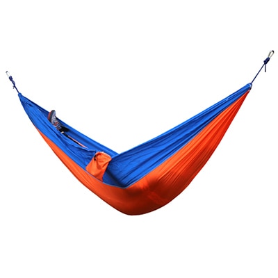 Single Double Hammock Adult Outdoor Backpacking Travel Survival Hunting Sleeping Bed Portable With 2 Straps 2 Carabiner