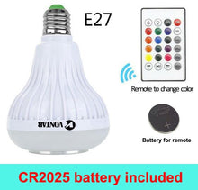 Load image into Gallery viewer, VONTAR E27 B22 Wireless Bluetooth Speaker+12W RGB Bulb LED Lamp 110V 220V Smart Led Light Music Player Audio with Remote Control