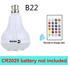 Load image into Gallery viewer, VONTAR E27 B22 Wireless Bluetooth Speaker+12W RGB Bulb LED Lamp 110V 220V Smart Led Light Music Player Audio with Remote Control