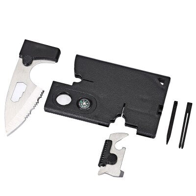 EDC Multitools Multifunction Outdoor Hunting Survival Camping Pocket Military Credit Card Knife With Compass Magnifying glass