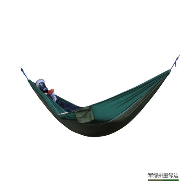 Single Double Hammock Adult Outdoor Backpacking Travel Survival Hunting Sleeping Bed Portable With 2 Straps 2 Carabiner