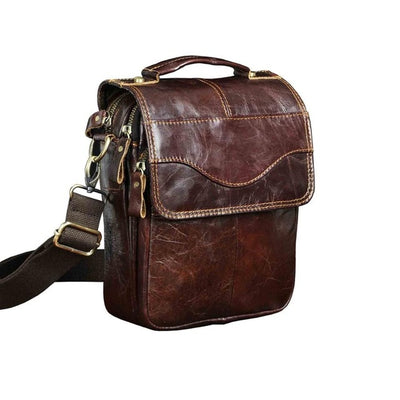 Quality Original Leather Male Casual Shoulder Messenger bag Cowhide Fashion Cross-body Bag 8" Pad Tote Mochila Satchel bag 144