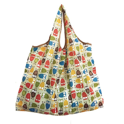 2018 New Lady Foldable Recycle Shopping Bag Eco Reusable Shopping Tote Bag Cartoon Floral Fruit Vegetable Grocery FS11