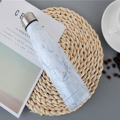 Popular stainless steel thermos 500ml water bottle three colors marble insulate drinking  termica garrafa good chose of gifts