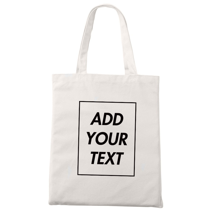 Custom Tote Bag Shopping Add Your Text Print Original Design White Zipper Unisex Fashion Travel Canvas Bags