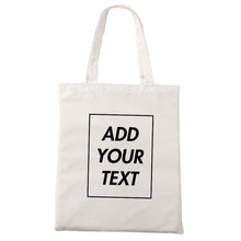 Load image into Gallery viewer, Custom Tote Bag Shopping Add Your Text Print Original Design White Zipper Unisex Fashion Travel Canvas Bags