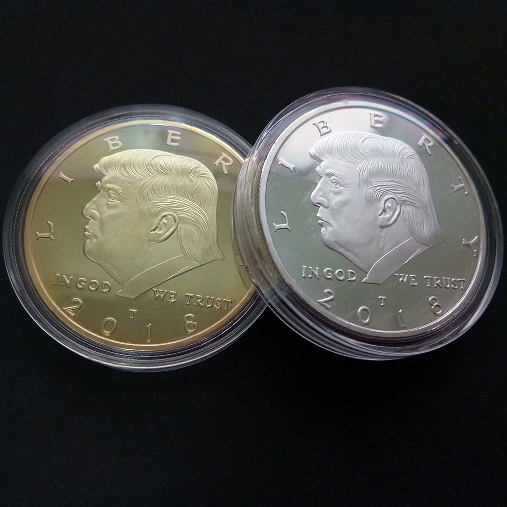 Gold Coin American 45th President Donald Trump Coin US White House The Statue of Liberty Silver Metal Coin Collection Mar21