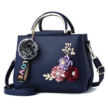 Load image into Gallery viewer, Women Bag Leather Handbag Women Shoulder Bag Tote Flowers Shell Sac A Main Femme Rivets Fur Ball Pendant Luxury Designer Ladies