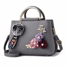 Load image into Gallery viewer, Women Bag Leather Handbag Women Shoulder Bag Tote Flowers Shell Sac A Main Femme Rivets Fur Ball Pendant Luxury Designer Ladies