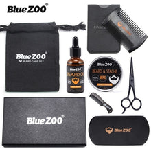 Load image into Gallery viewer, 8pcs/set Men Beard Kit Barba Grooming Beard Set Beard Oil Moisturizing Wax Blam Comb Essence Styling Scissors Hair Men Beard Set