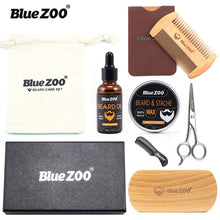 Load image into Gallery viewer, 8pcs/set Men Beard Kit Barba Grooming Beard Set Beard Oil Moisturizing Wax Blam Comb Essence Styling Scissors Hair Men Beard Set