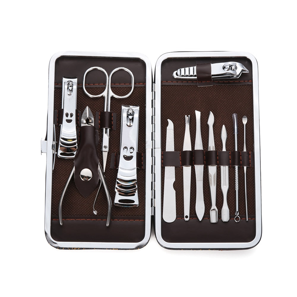 12pcs/set  Manicure Pedicure Set Finger Toe Nail Clippers Scissors Grooming Kit Professional Nail Tools for Women Men