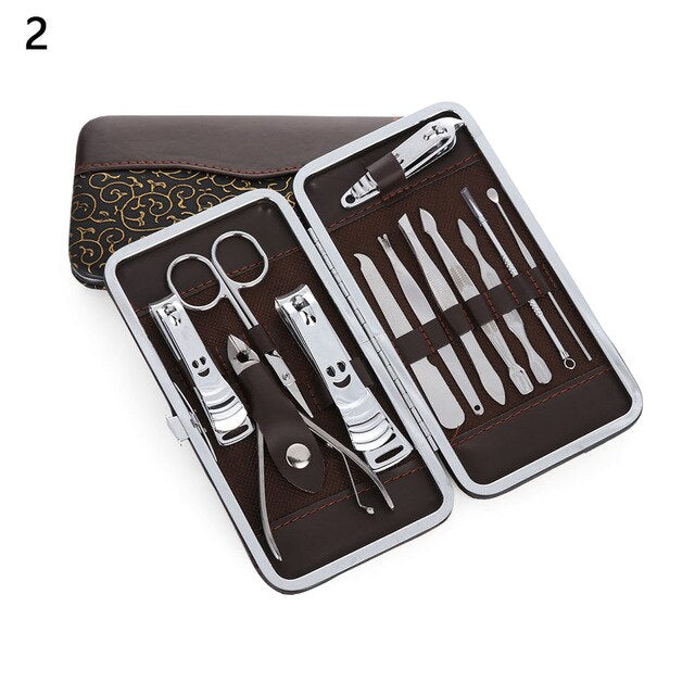 12pcs/set  Manicure Pedicure Set Finger Toe Nail Clippers Scissors Grooming Kit Professional Nail Tools for Women Men