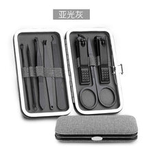 Load image into Gallery viewer, Stainless Steel Black Nail Clippers Manicure Tool Portable Pedicure Sets With Button Lock For Man 8 Pieces