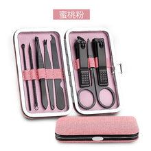 Load image into Gallery viewer, Stainless Steel Black Nail Clippers Manicure Tool Portable Pedicure Sets With Button Lock For Man 8 Pieces