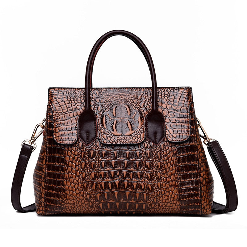 2019 New Vintage Genuine Leather Bag Women Alligator Luxury Handbags Women Bags Designer Crossbody Bags for Women Tote Handbags