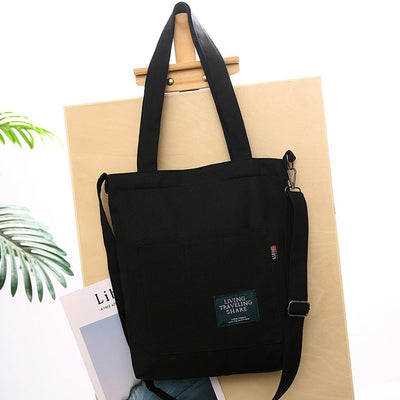 Women Corduroy Canvas Tote Ladies Casual Shoulder Bag Foldable Shopping Bags Beach Bag Cotton Cloth Female Handbag