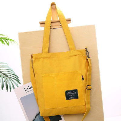 Women Corduroy Canvas Tote Ladies Casual Shoulder Bag Foldable Shopping Bags Beach Bag Cotton Cloth Female Handbag