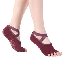 Load image into Gallery viewer, Yoga Socks for Women Non-Slip Grips &amp; Straps, Ideal for Pilates, Pure Barre, Ballet, Dance, Barefoot Workout