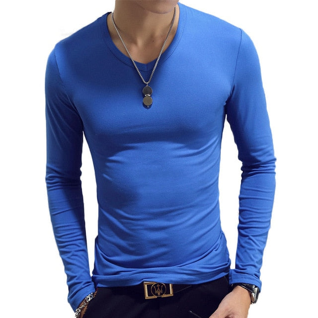 Spring Autumn Period Long Sleeve Cultivate One's Morality Men's T-shirt Sets O-neck Solid Polyester T Shirt Men Red Blue Black